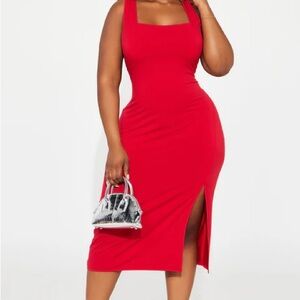 Fashion Nova Bold Red Midi Dress